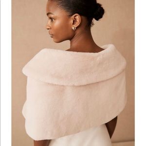 BHLDN Maxime Faux Fur Wrap- blush